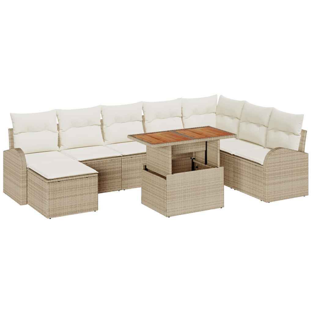 vidaXL Zestaw Sof na Ogród z poduszką 9 pcs beżowo-kremowy