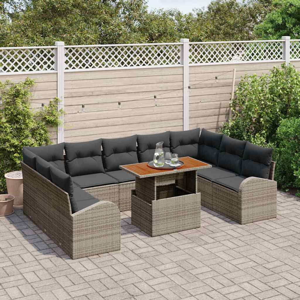 vidaXL Zestaw Sof na Ogród z poduszką 10 pcs Szary