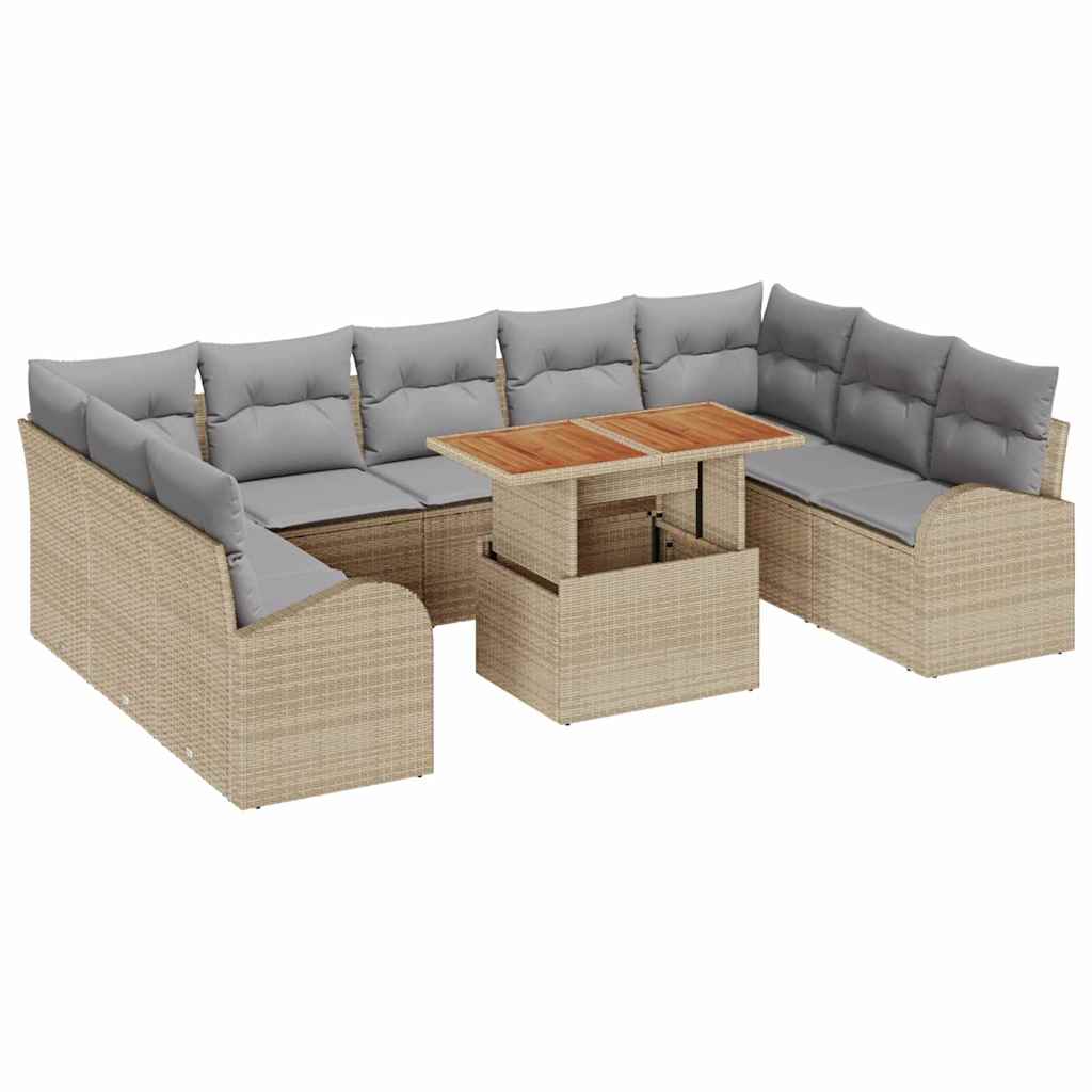vidaXL Zestaw Sof na Ogród z poduszką 10 pcs beżowo-jasnoszary