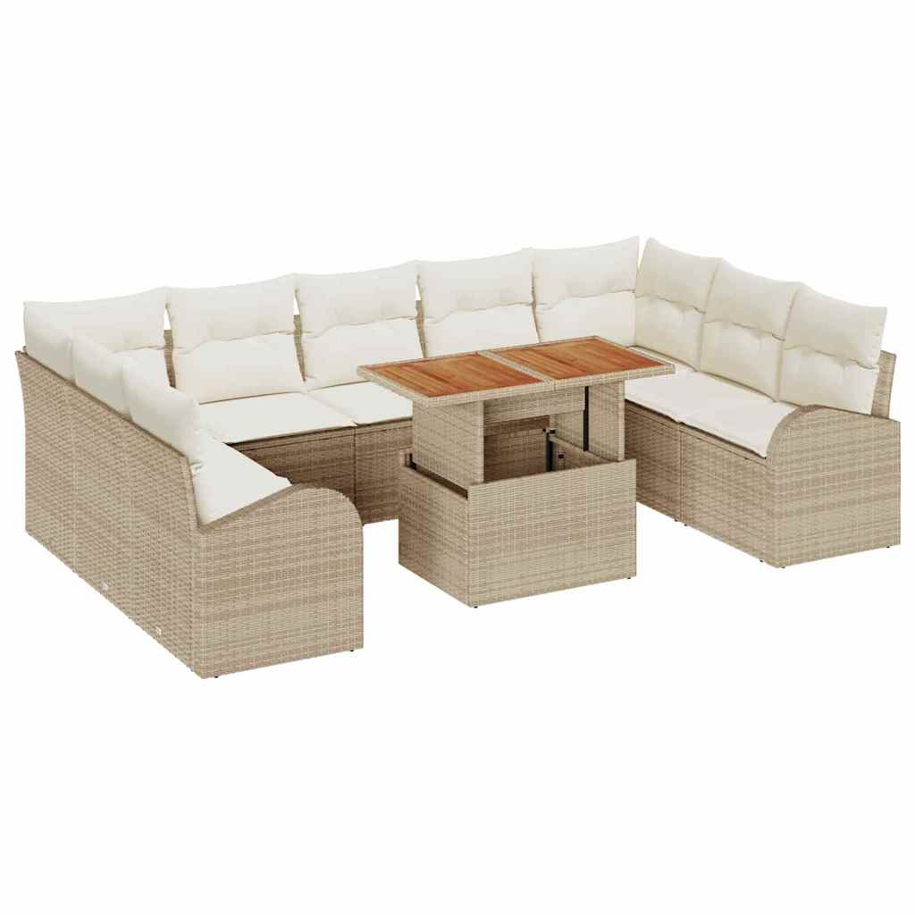 vidaXL Zestaw Sof na Ogród z poduszką 10 pcs beżowo-kremowy