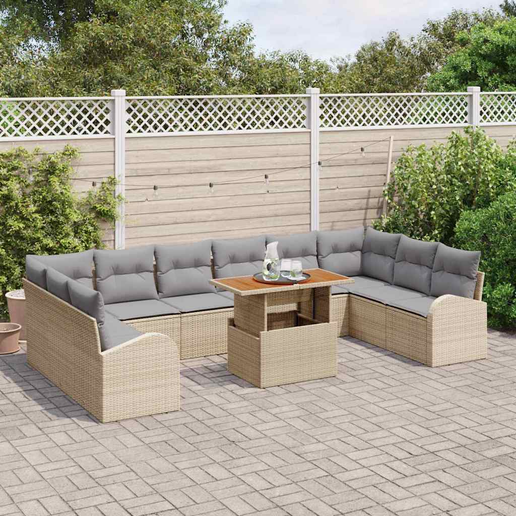 vidaXL Zestaw Sof na Ogród z poduszką 11 pcs beżowo-jasnoszary
