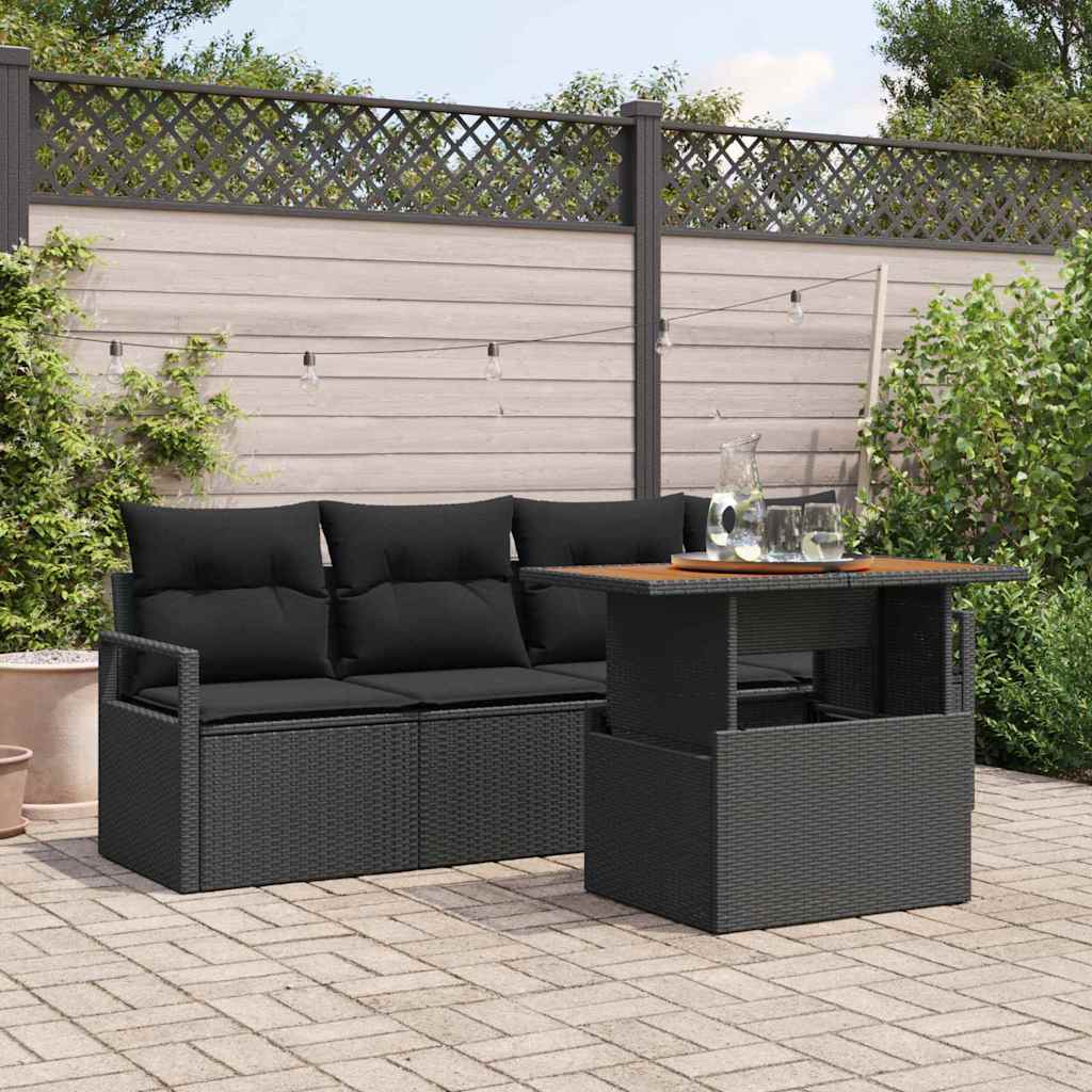 vidaXL Zestaw Sof na Ogród z poduszką 5 pcs Czarny