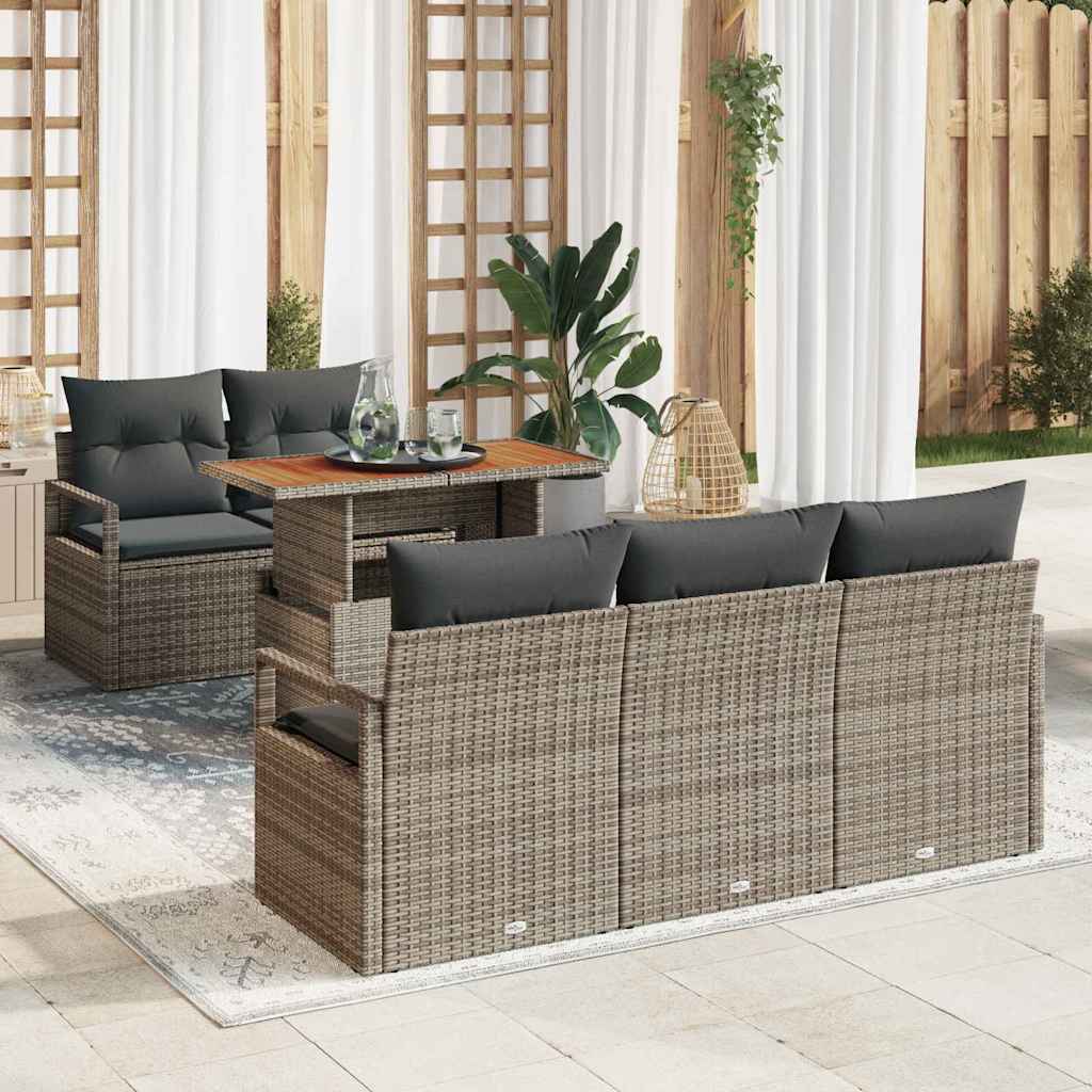 vidaXL Zestaw Sof na Ogród z poduszką 6 pcs Szary