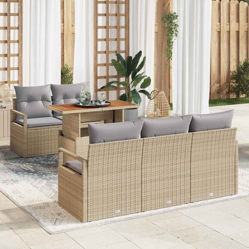 vidaXL Zestaw Sof na Ogród z poduszką 6 pcs beżowo-jasnoszary