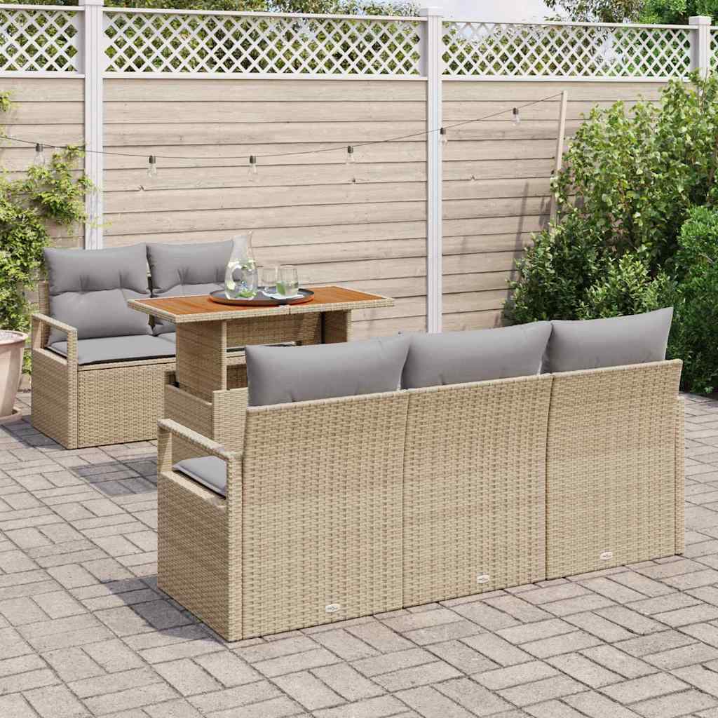 vidaXL Zestaw Sof na Ogród z poduszką 6 pcs beżowo-jasnoszary