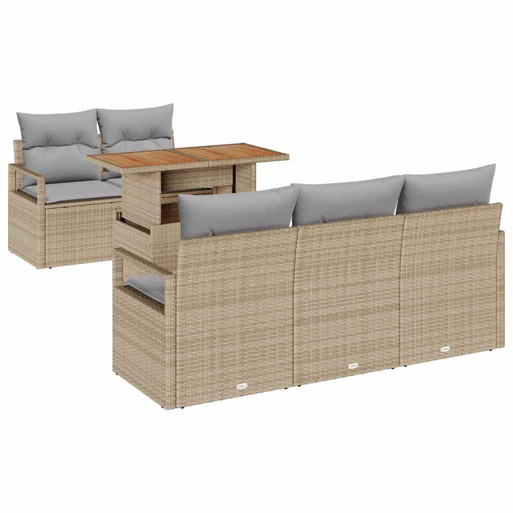 vidaXL Zestaw Sof na Ogród z poduszką 6 pcs beżowo-jasnoszary