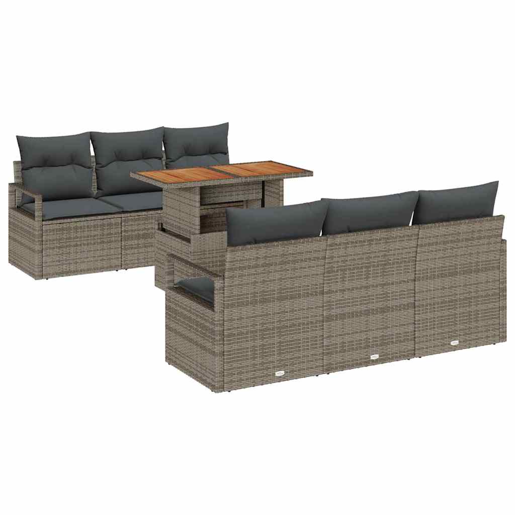 vidaXL Zestaw Sof na Ogród z poduszką 7 pcs Szary