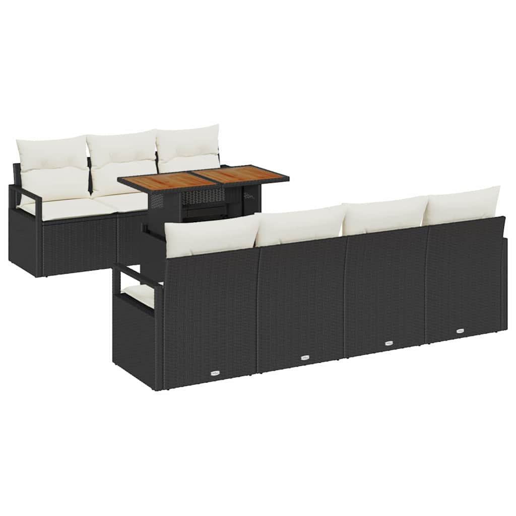 vidaXL Zestaw Sof na Ogród z poduszką 8 pcs Czarny i kremowy