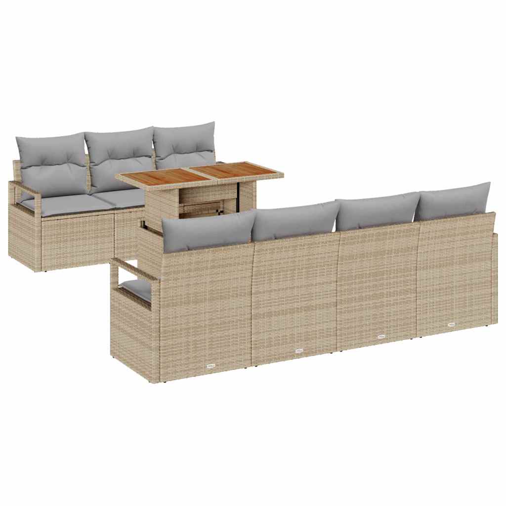 vidaXL Zestaw Sof na Ogród z poduszką z poduszką 8 pcs Beżowy i szary