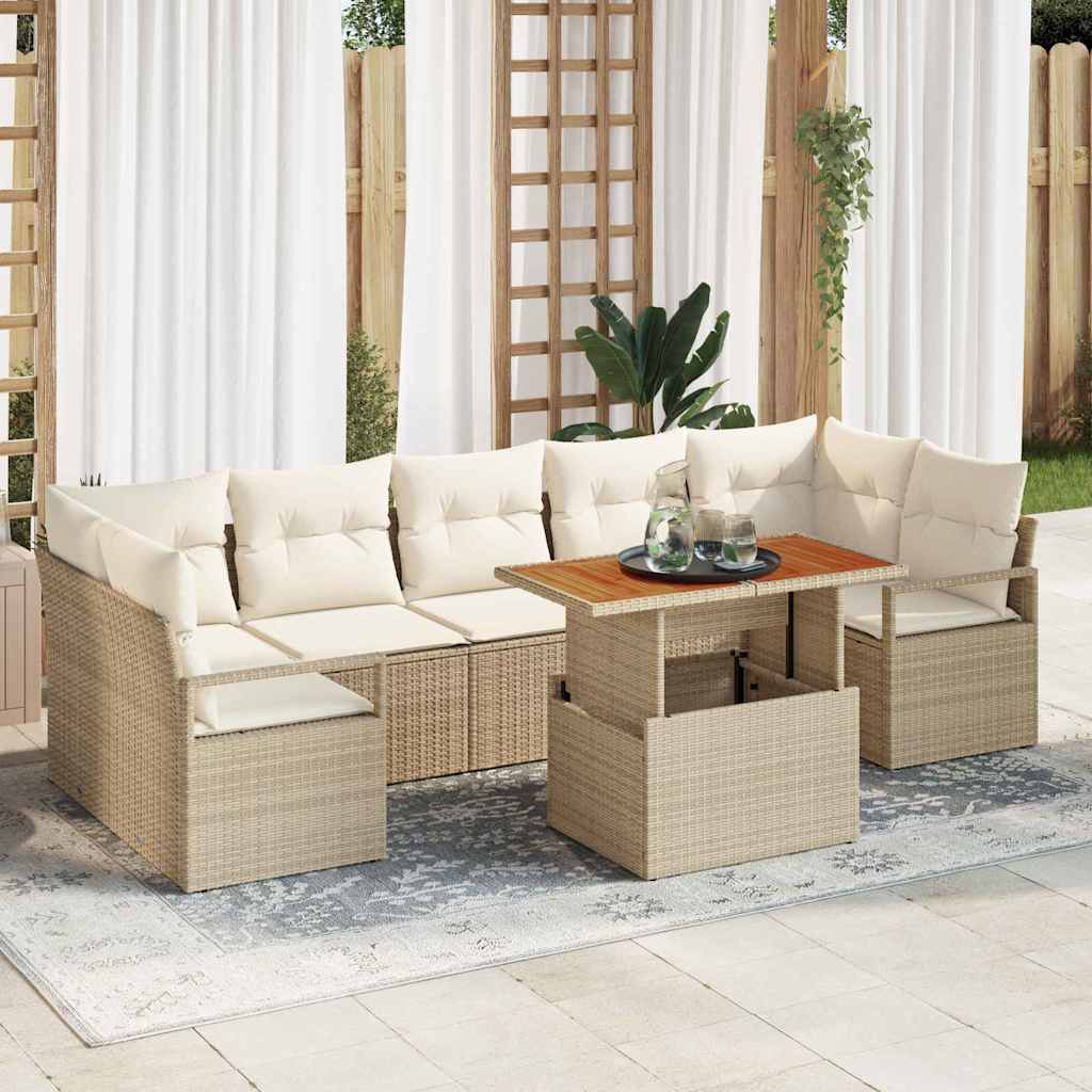 vidaXL Zestaw Sof na Ogród z poduszką 8 pcs Beżowy i kremowy