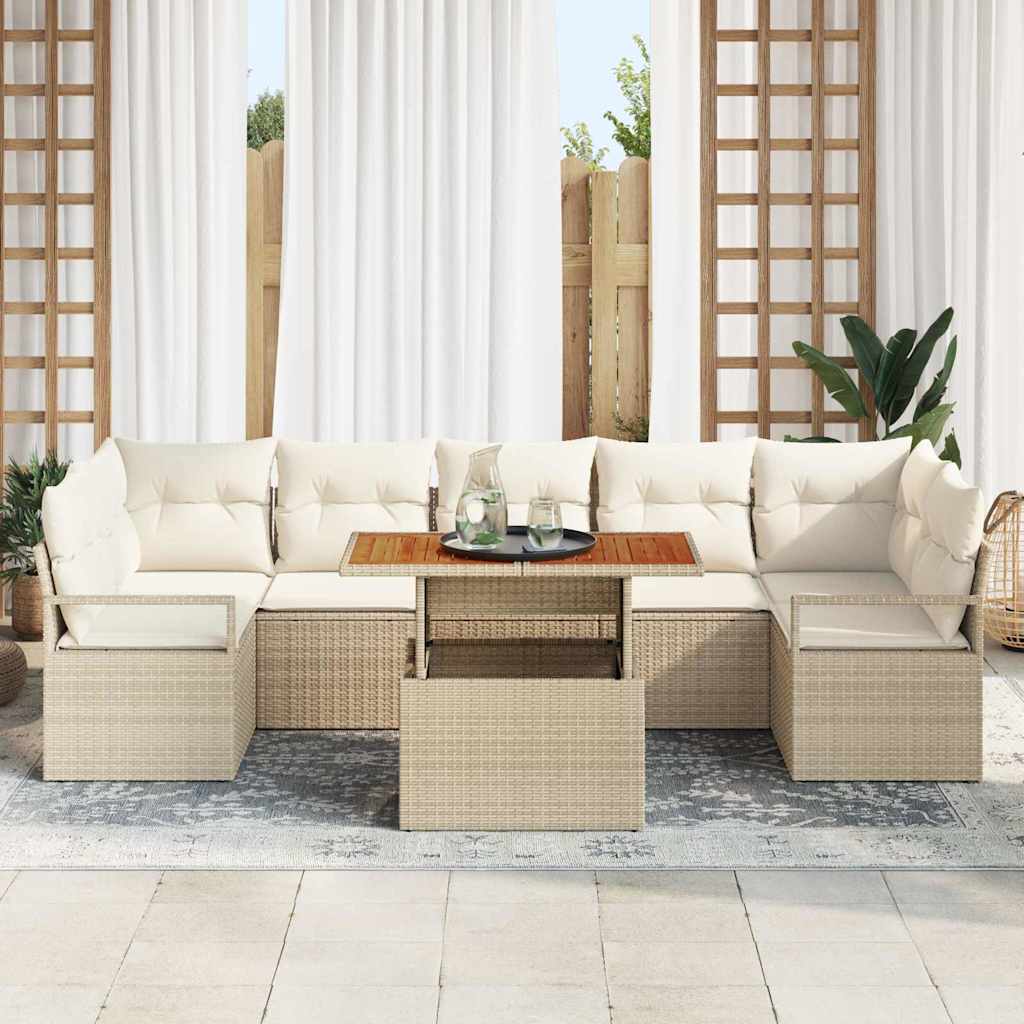 vidaXL Zestaw Sof na Ogród z poduszką 8 pcs Beżowy i kremowy