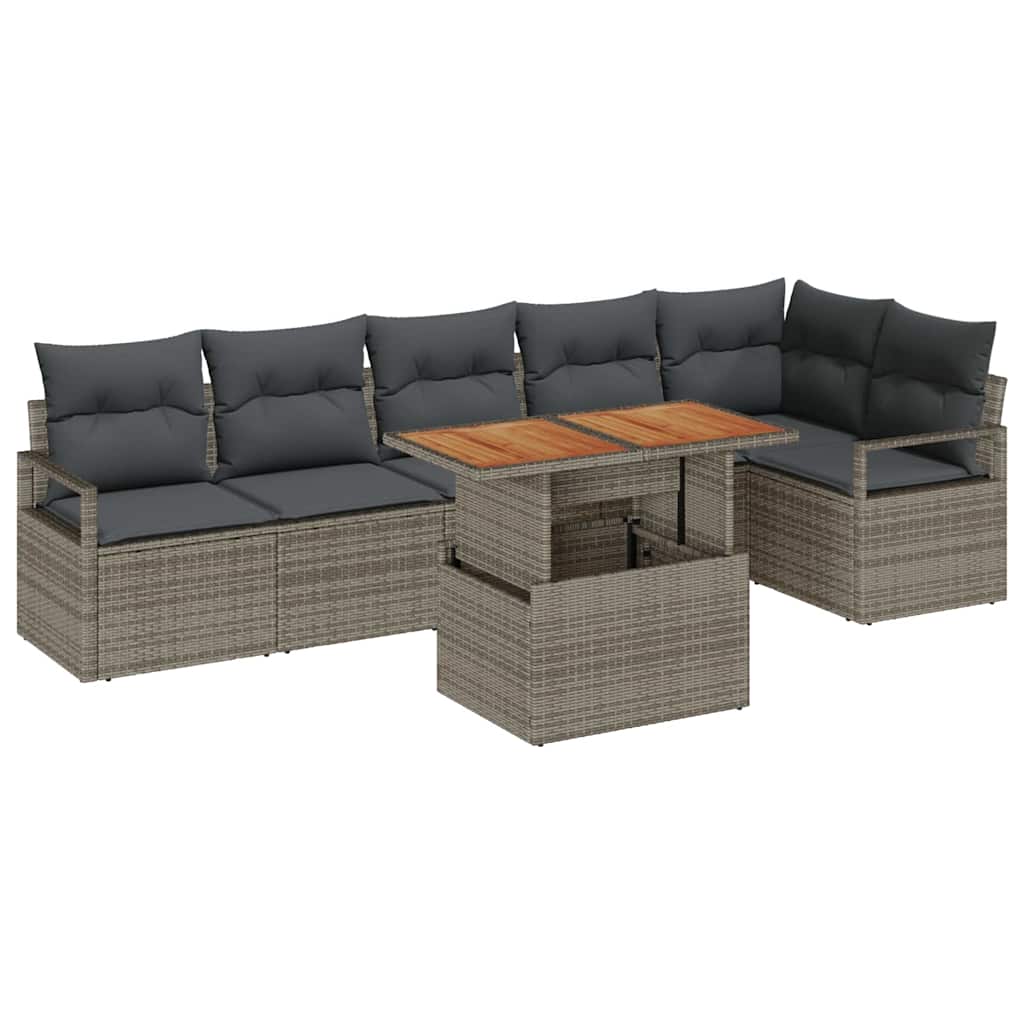 vidaXL Zestaw do jadalni w ogrodzie z poduszką 7 pcs Szary i brązowy