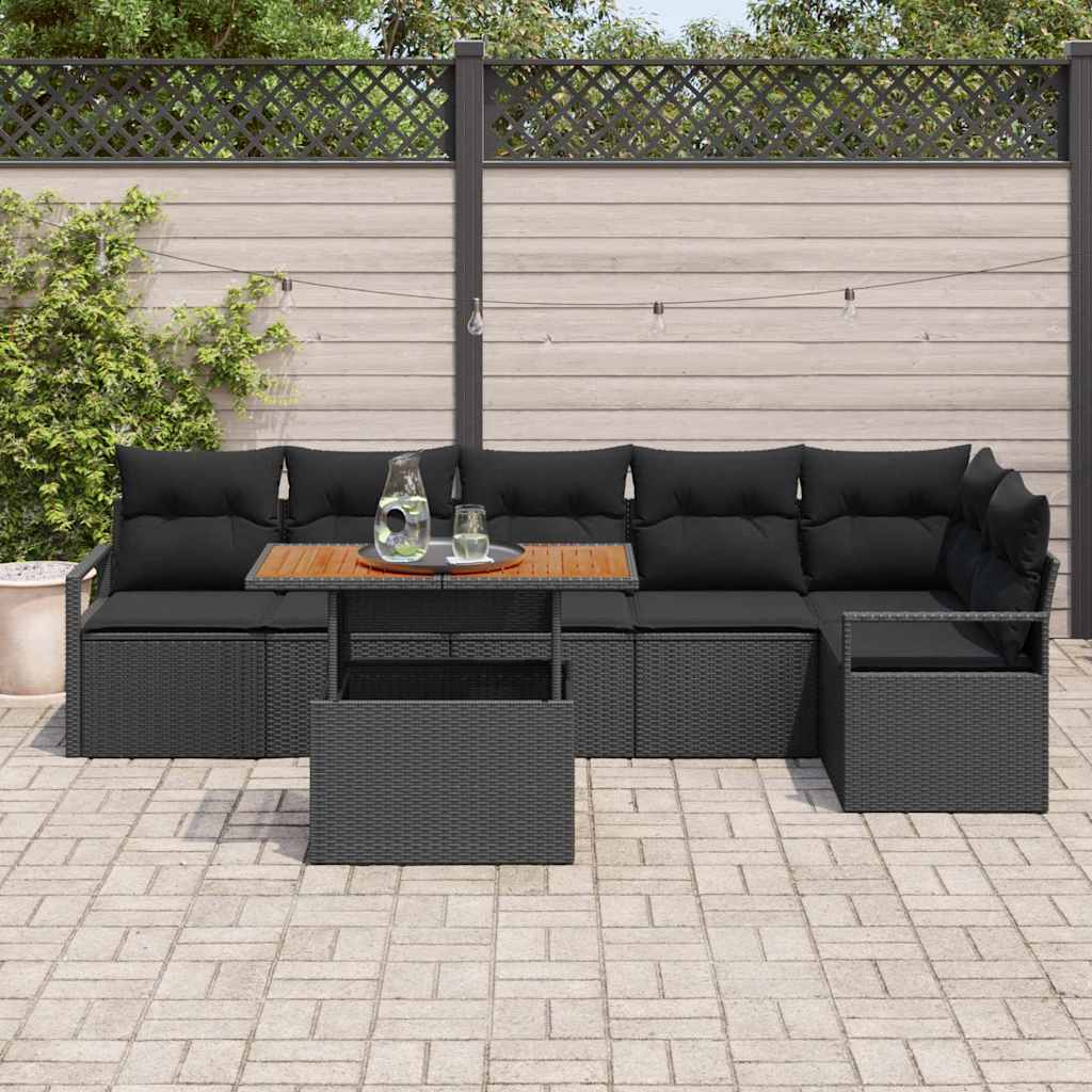 vidaXL Zestaw do jadalni w ogrodzie z poduszką 7 pcs Czarny i Brązowy