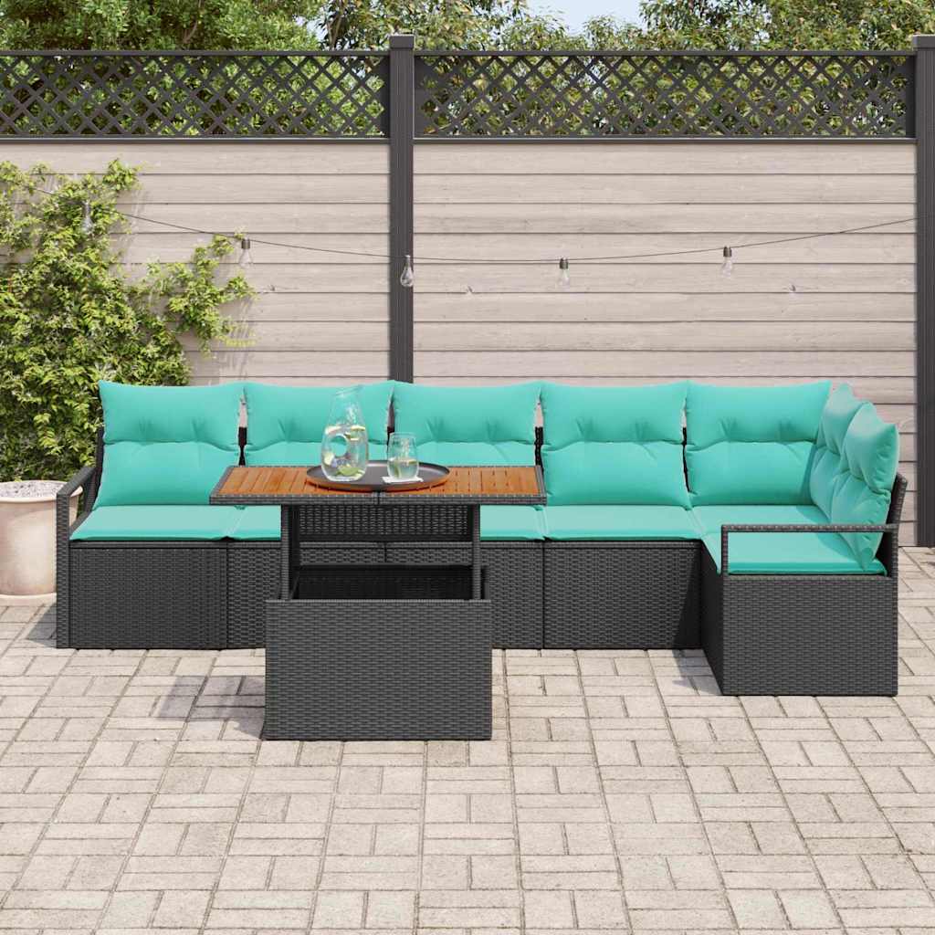 vidaXL Zestaw do jadalni w ogrodzie 7 pcs Czarny i Turkusowy