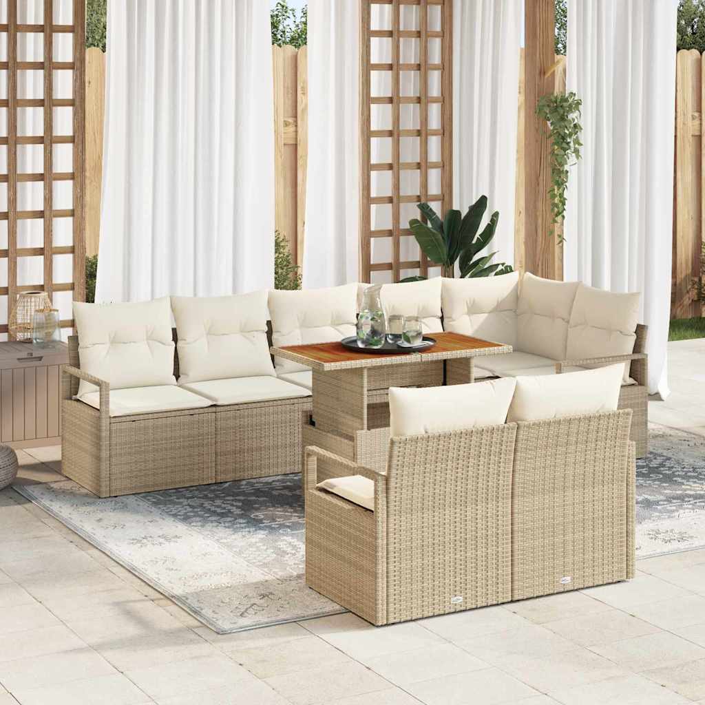 vidaXL Zestaw Sof na Ogród z poduszką 9 pcs Beżowy i kremowy