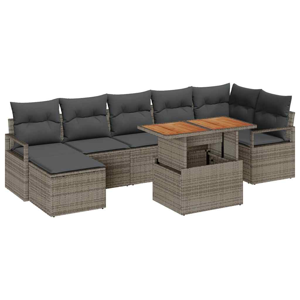 vidaXL Zestaw do jadalni w ogrodzie z poduszką 8 pcs Szary i brązowy