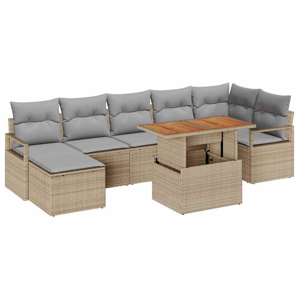 vidaXL Zestaw do jadalni w ogrodzie z poduszką 8 pcs Beżowy i szary