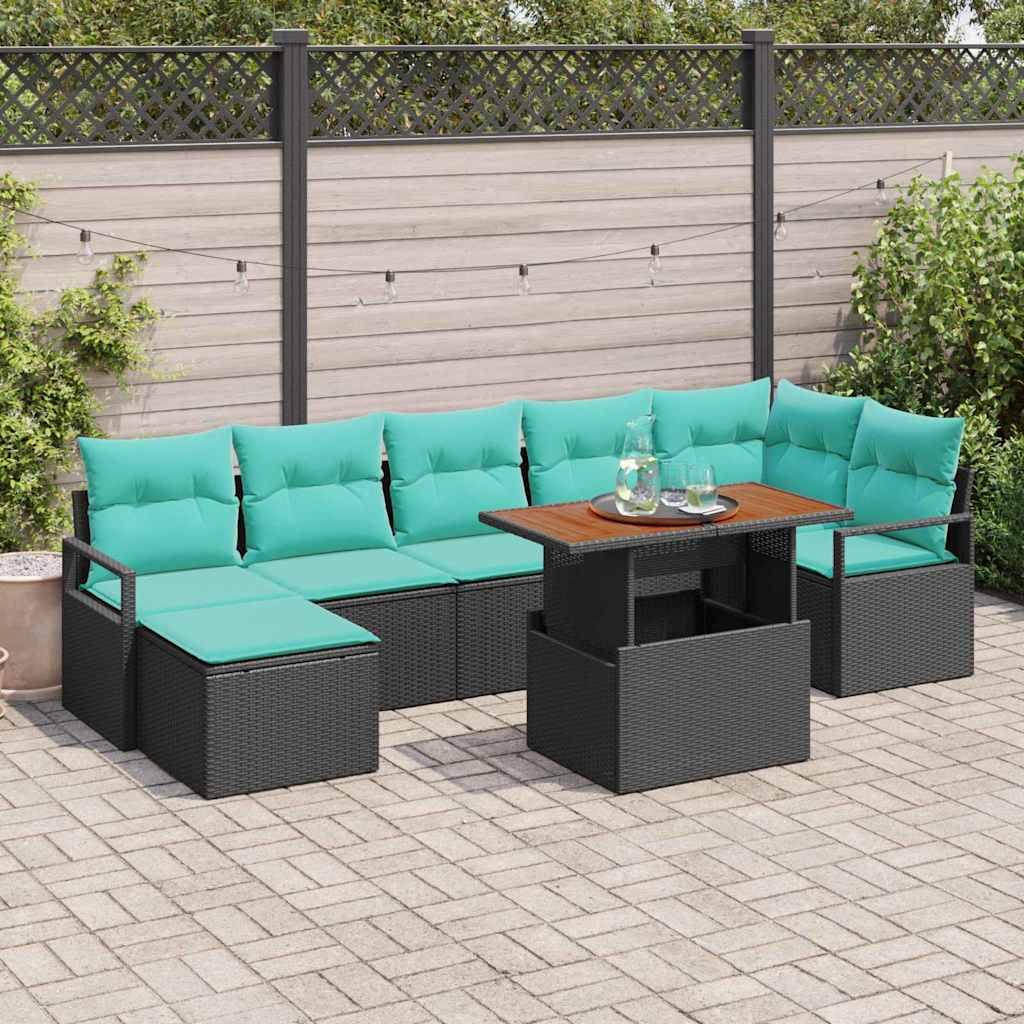 vidaXL Zestaw do jadalni w ogrodzie 8 pcs Czarny i Turkusowy