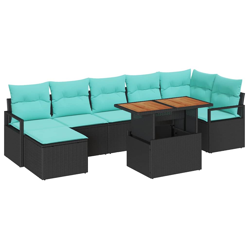 vidaXL Zestaw do jadalni w ogrodzie 8 pcs Czarny i Turkusowy