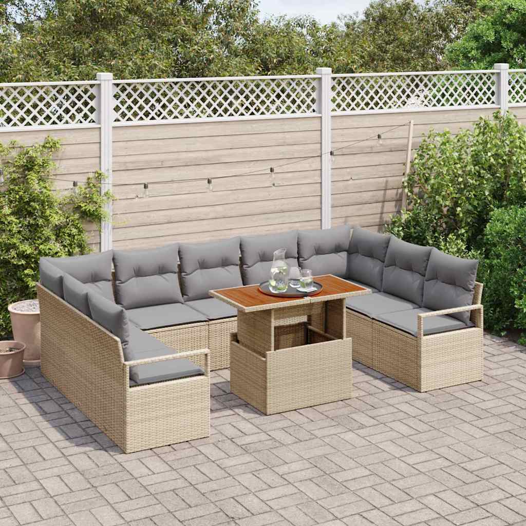 vidaXL Zestaw Sof na Ogród z poduszką 10 pcs Beżowy i szary