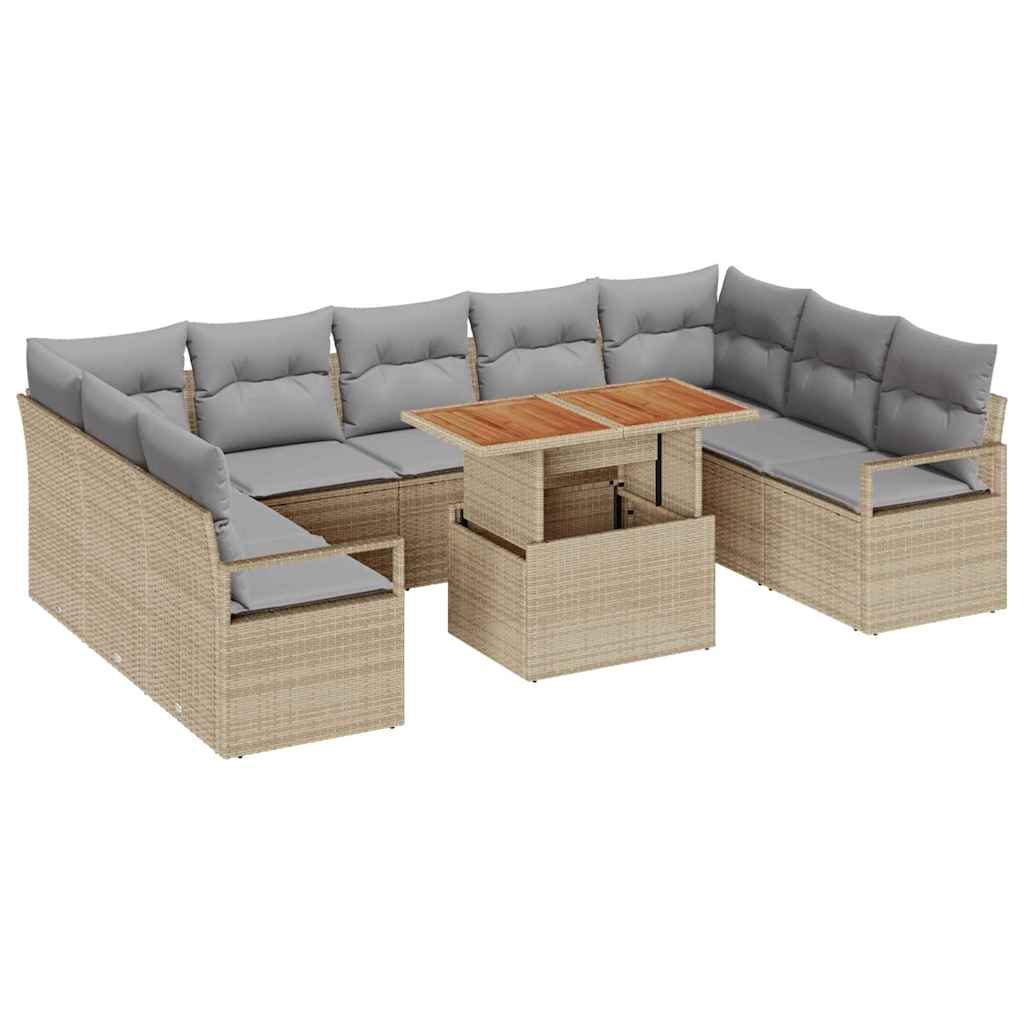 vidaXL Zestaw Sof na Ogród z poduszką 10 pcs Beżowy i szary
