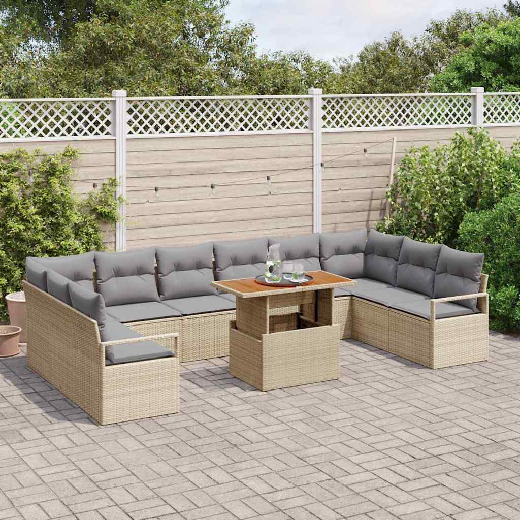 vidaXL Zestaw Sof na Ogród z poduszką 11 pcs Beżowy i szary