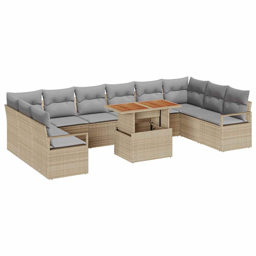 vidaXL Zestaw Sof na Ogród z poduszką 11 pcs Beżowy i szary