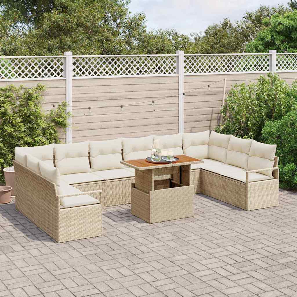 vidaXL Zestaw Sof na Ogród z poduszką 11 pcs Beżowy i kremowy