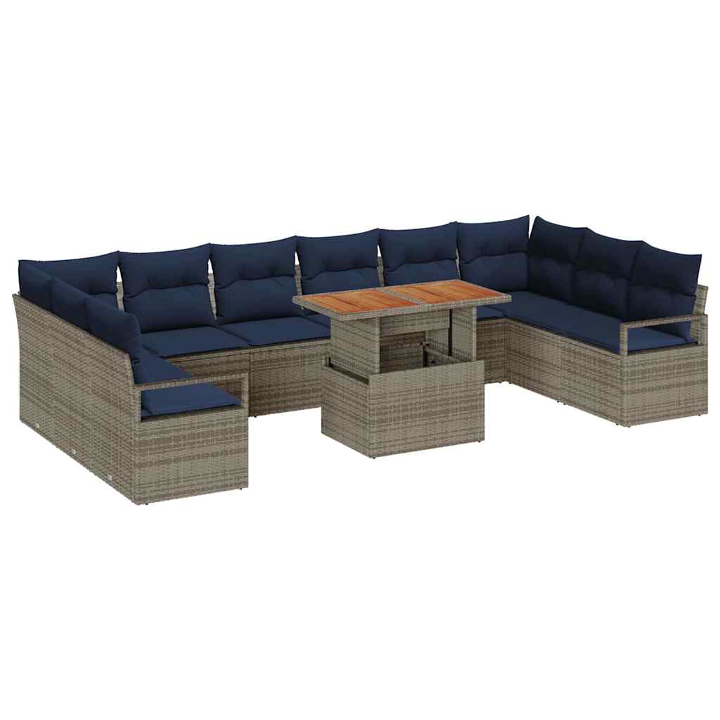 vidaXL Zestaw do jadalni w ogrodzie 11 pcs Szary i granatowy
