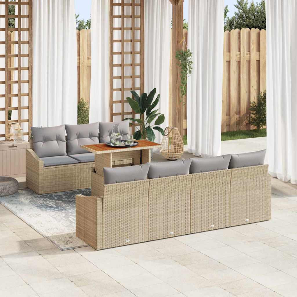 vidaXL Zestaw do jadalni w ogrodzie z poduszką 8 pcs Beżowy i szary