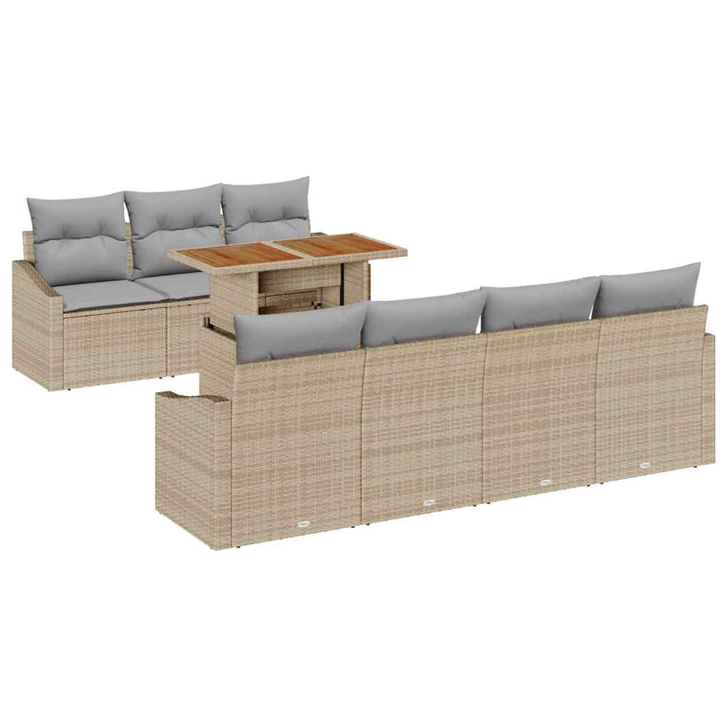 vidaXL Zestaw do jadalni w ogrodzie z poduszką 8 pcs Beżowy i szary