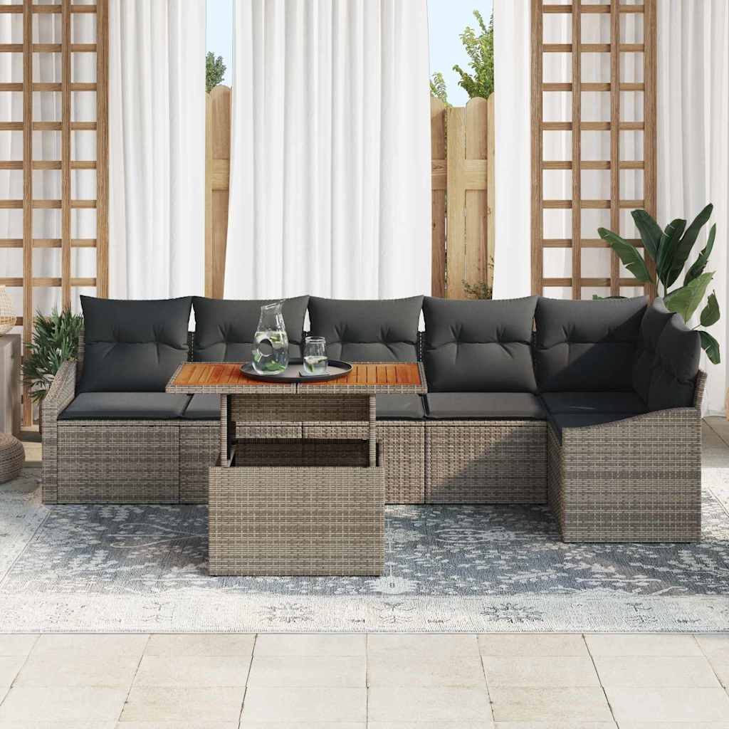 vidaXL Zestaw do jadalni w ogrodzie z poduszką 7 pcs Szary i brązowy