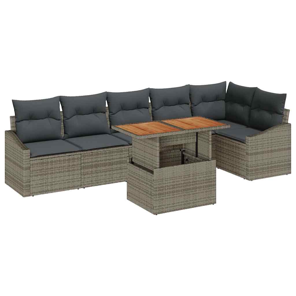 vidaXL Zestaw do jadalni w ogrodzie z poduszką 7 pcs Szary i brązowy