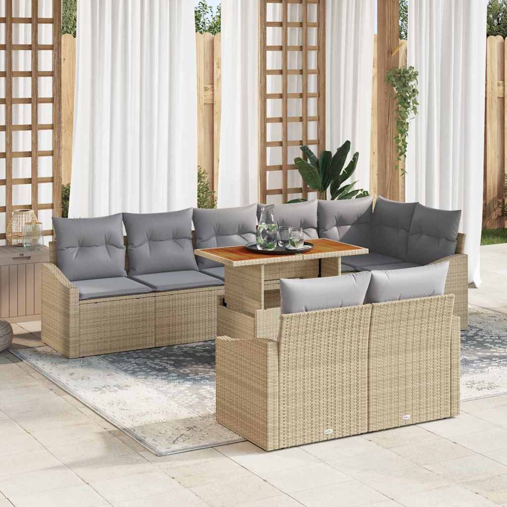 vidaXL Zestaw Sof na Ogród z poduszką z poduszką 9 pcs Beżowy i szary