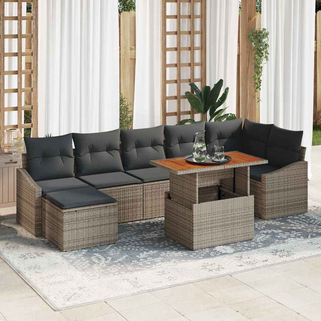 vidaXL Zestaw do jadalni w ogrodzie z poduszką 8 pcs Szary i brązowy