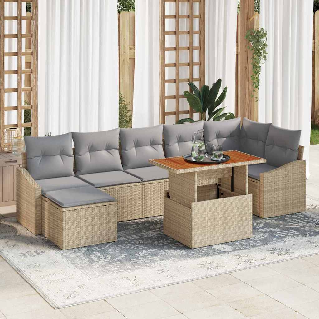 vidaXL Zestaw do jadalni w ogrodzie z poduszką 8 pcs Beżowy i szary