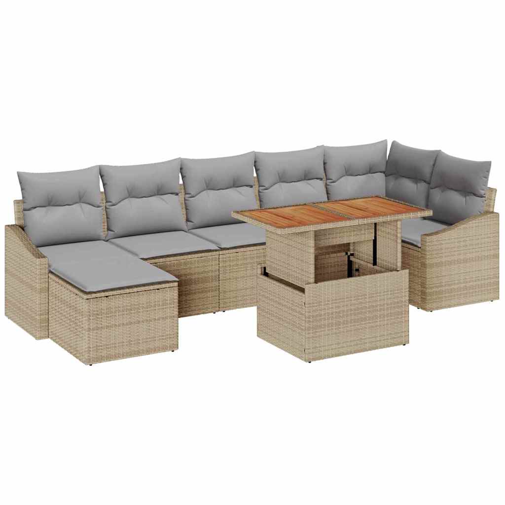 vidaXL Zestaw do jadalni w ogrodzie z poduszką 8 pcs Beżowy i szary