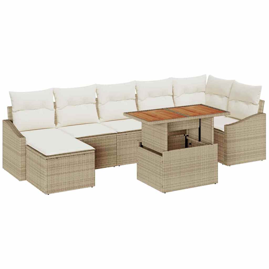 vidaXL Zestaw do jadalni w ogrodzie z poduszką 8 pcs Beżowy i kremowy