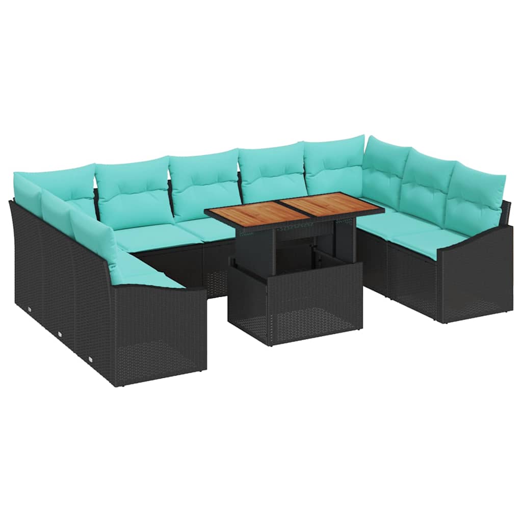 vidaXL Zestaw do jadalni w ogrodzie 10 pcs Czarny i Turkusowy