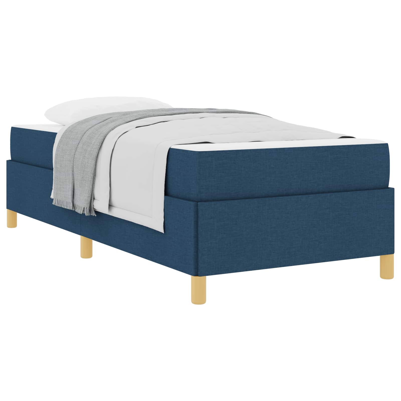 vidaXL Ramka łóżka z materacem Niebieski 90 x 190 cm tkanina