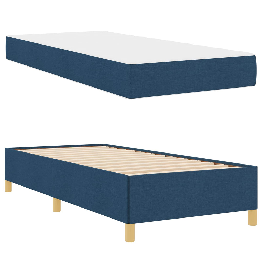 vidaXL Ramka łóżka z materacem Niebieski 90 x 190 cm tkanina