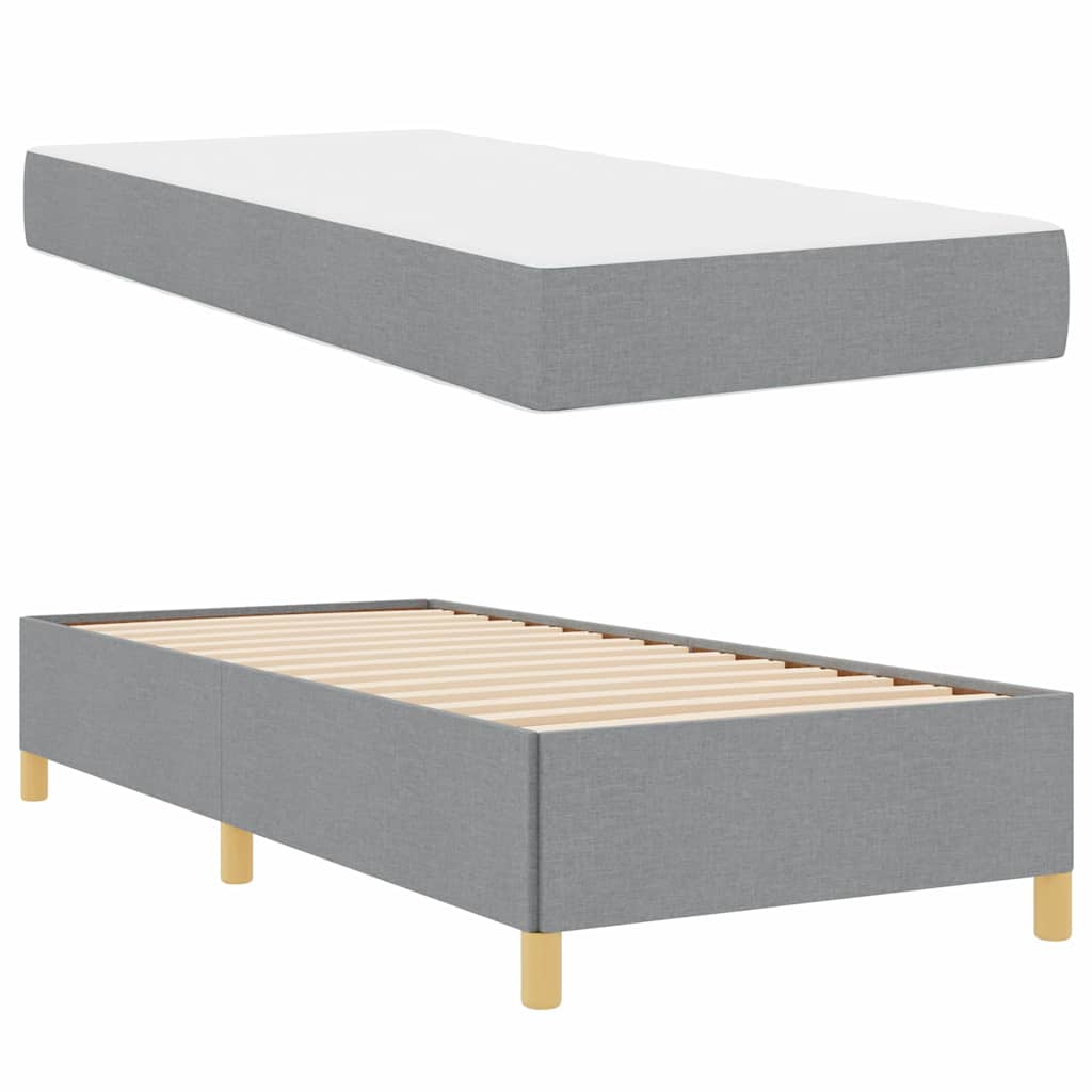 vidaXL Ramka łóżka z materacem Jasnoszary 90 x 200 cm tkanina