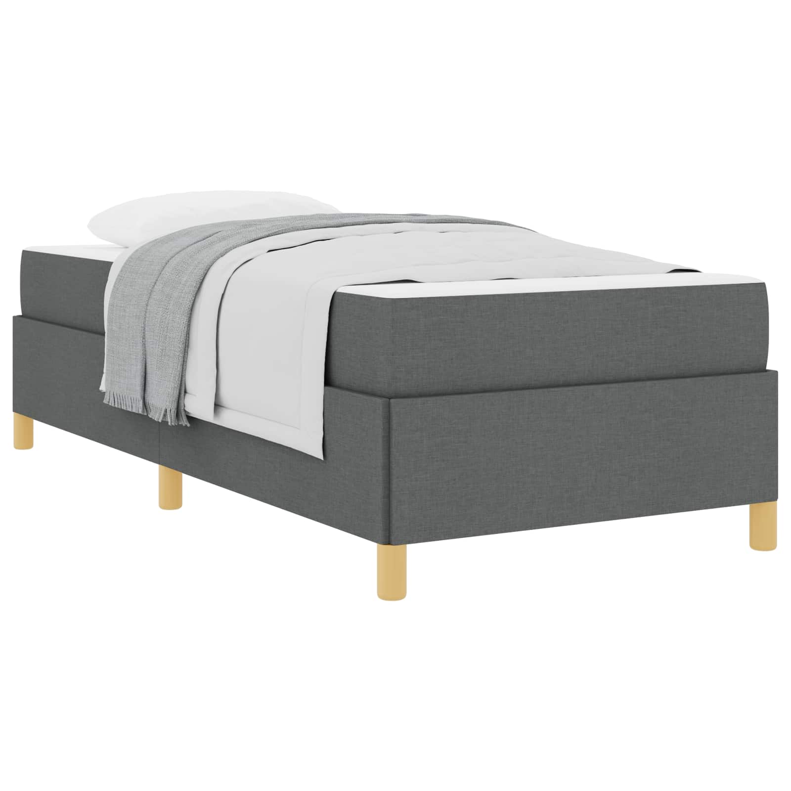 vidaXL Ramka łóżka z materacem Ciemnoszary 90 x 200 cm tkanina
