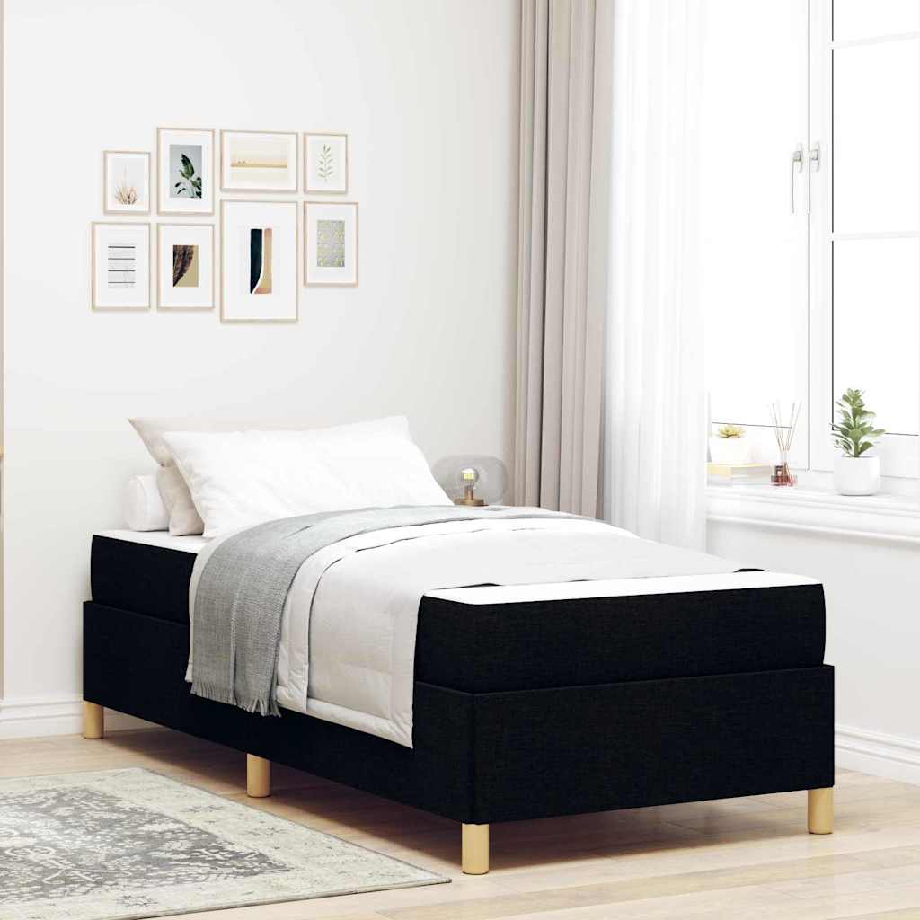 vidaXL Ramka łóżka z materacem Czarny 90 x 200 cm tkanina