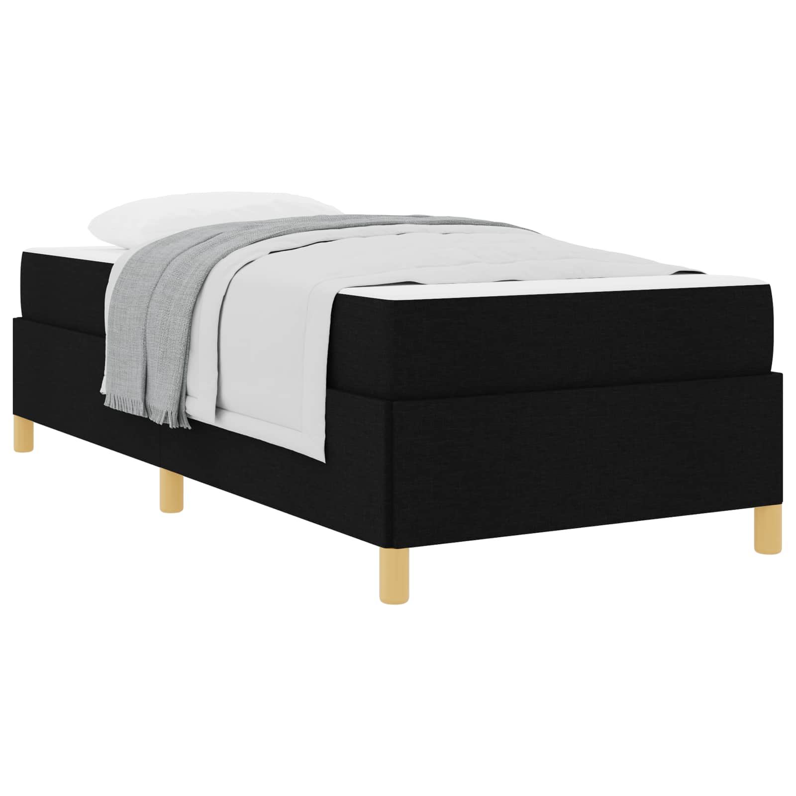 vidaXL Ramka łóżka z materacem Czarny 90 x 200 cm tkanina