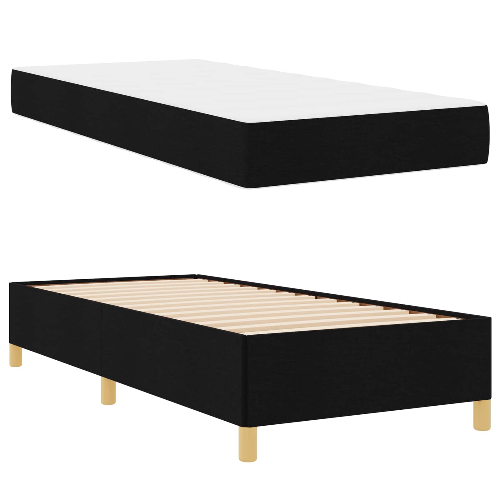 vidaXL Ramka łóżka z materacem Czarny 90 x 200 cm tkanina