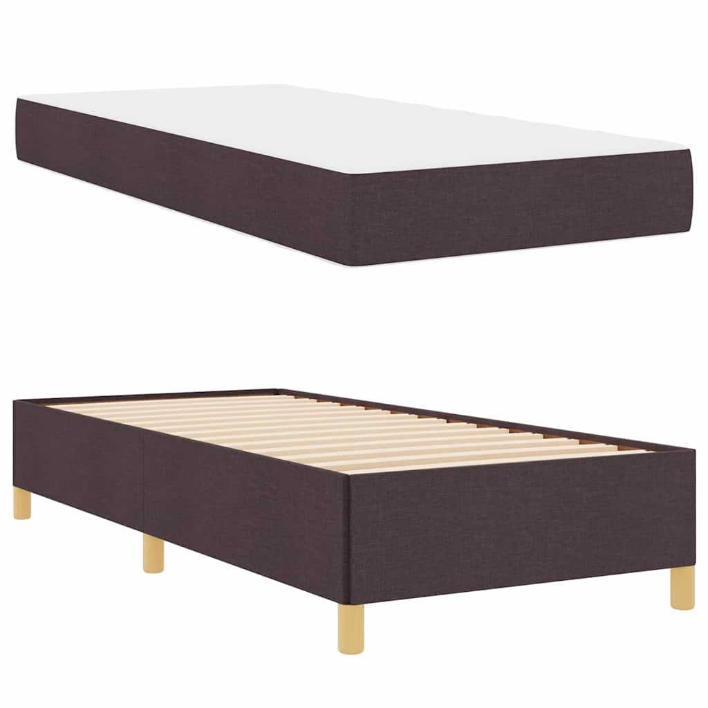 vidaXL Ramka łóżka z materacem Ciemny brąz 90 x 200 cm tkanina