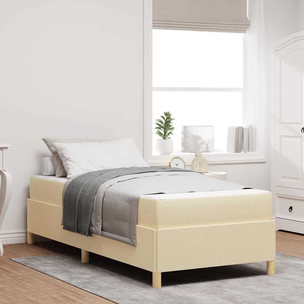 vidaXL Ramka łóżka z materacem Kremowy 90 x 200 cm tkanina