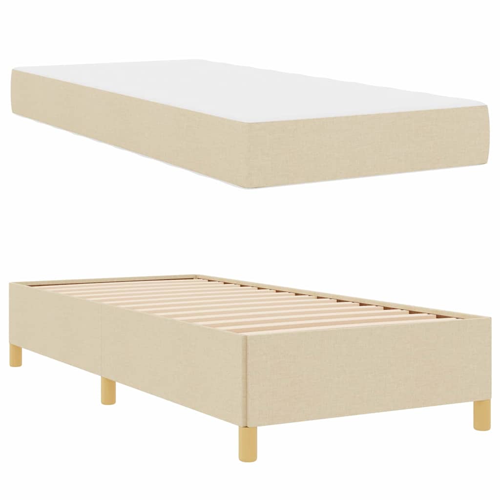 vidaXL Ramka łóżka z materacem Kremowy 90 x 200 cm tkanina