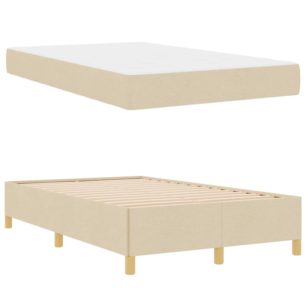 vidaXL Ramka łóżka z materacem Kremowy 120 x 190 cm tkanina